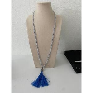 Blue tassel necklace